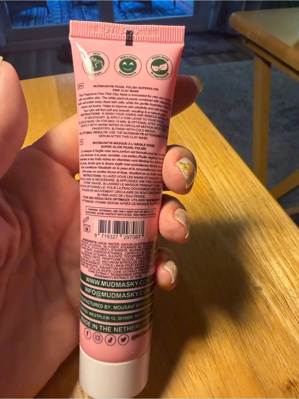 MUDMASKY Pink Clay Mask – Pearl Polish Superglow (Pink)